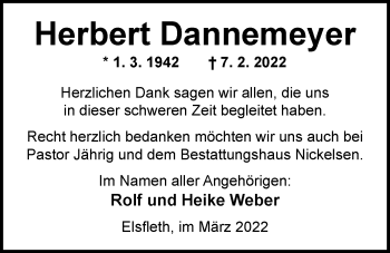 Traueranzeige von Herbert Dannemeyer von Nordwest-Zeitung