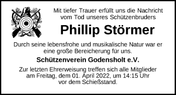 Traueranzeige von Phillip Störmer von Nordwest-Zeitung