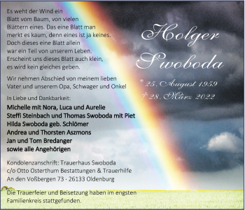 Traueranzeige von Holger Swoboda von Nordwest-Zeitung