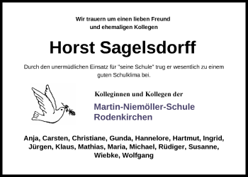Traueranzeige von Horst Sagelsdorff von Nordwest-Zeitung