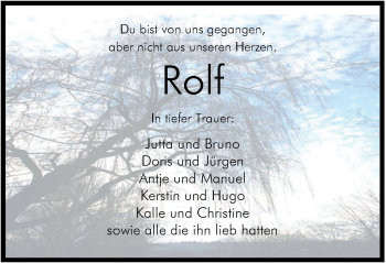 Traueranzeige von Rolf Böseleger von Nordwest-Zeitung