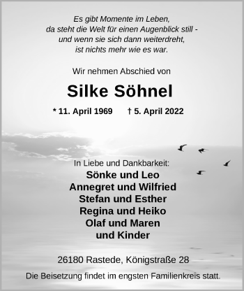 Traueranzeige von Silke Söhnel von Nordwest-Zeitung