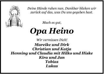 Traueranzeige von Heino Doden von Nordwest-Zeitung