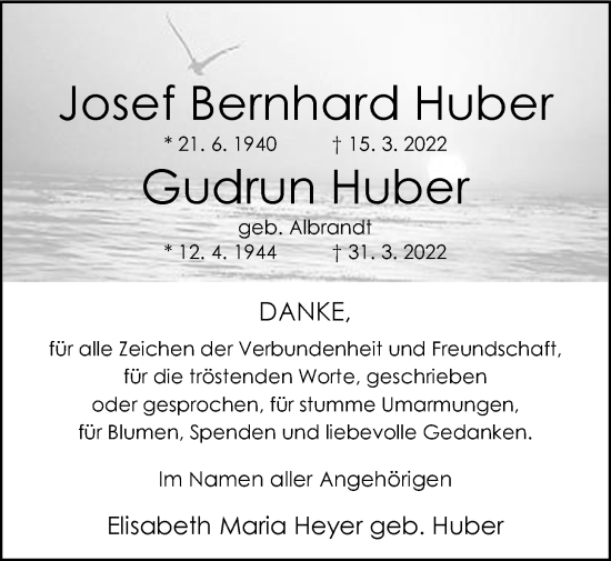 Traueranzeige von Gudrun Huber von Nordwest-Zeitung
