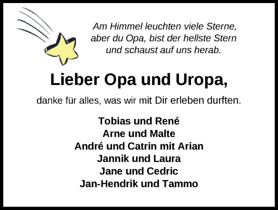 Traueranzeige von Günter Frerichs von Nordwest-Zeitung