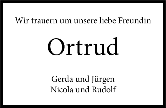 Traueranzeige von Ortrud Reuter-Kaminski von Nordwest-Zeitung