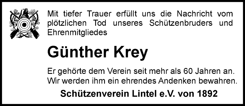  Traueranzeige für Günther Krey vom 30.09.2022 aus Nordwest-Zeitung