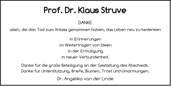 Traueranzeige von Klaus Struve von Nordwest-Zeitung