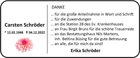 Traueranzeige von Carsten Schröder von Nordwest-Zeitung