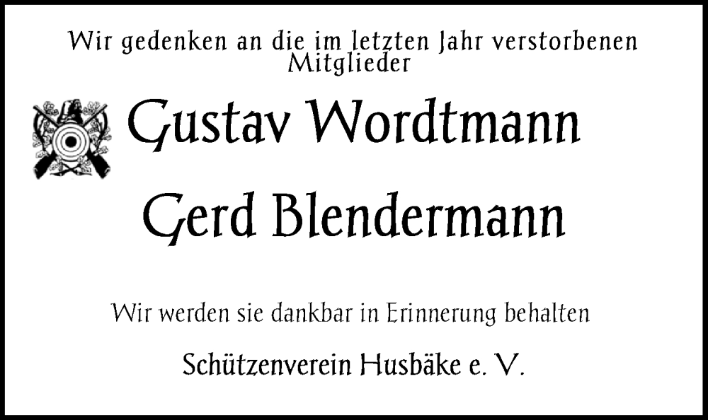  Traueranzeige für Gustav Wordtmann vom 14.01.2023 aus Nordwest-Zeitung