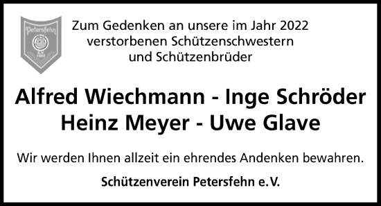 Traueranzeige von Heinz Meyer von Nordwest-Zeitung