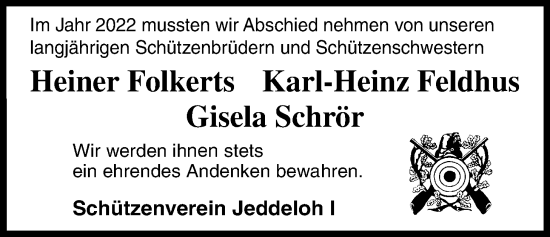 Traueranzeige von Karl-Heinz Feldhus von Nordwest-Zeitung