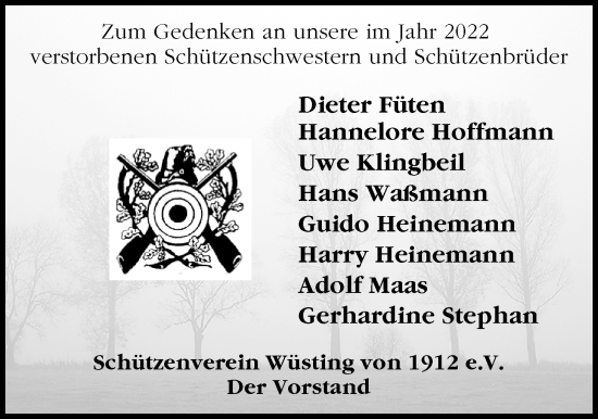 Traueranzeige von Zum Gedenken  von Nordwest-Zeitung