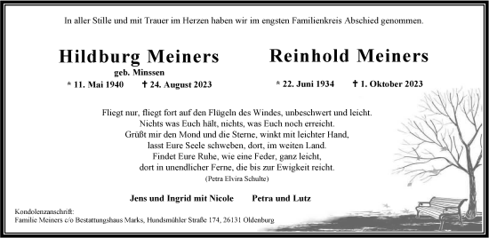 Traueranzeige von Hildburg Meiners von Nordwest-Zeitung
