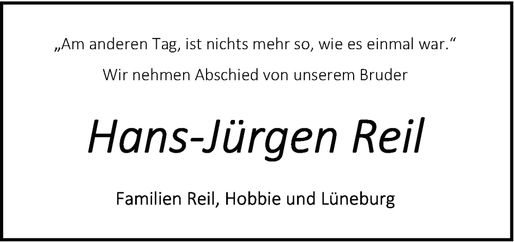  Traueranzeige für Hans-Jürgen Reil vom 24.11.2023 aus Nordwest-Zeitung