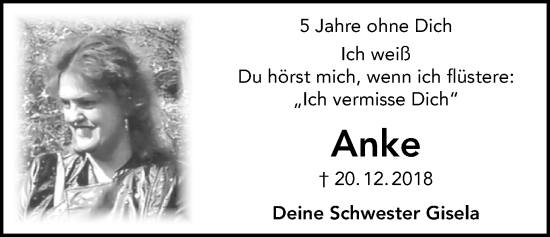 Traueranzeige von Anke  von Nordwest-Zeitung