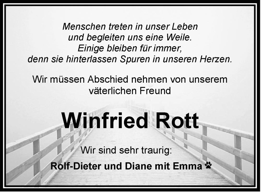  Traueranzeige für Winfried Rott vom 23.12.2023 aus WZ/JW/AH