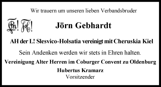 Traueranzeige von Jörn Gebhardt von Nordwest-Zeitung