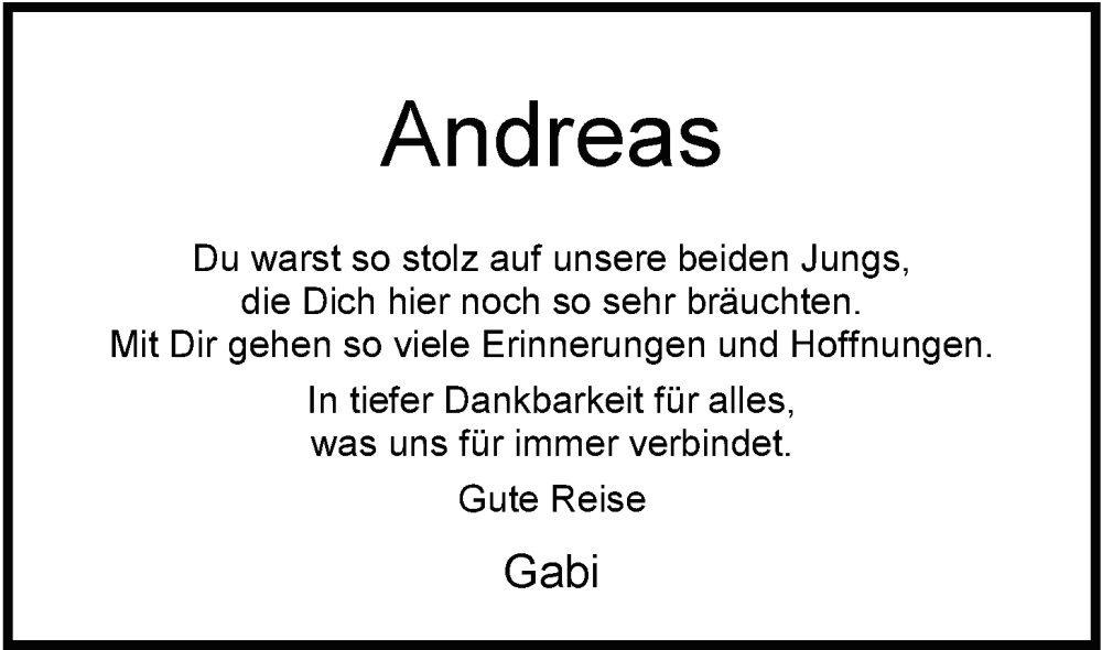  Traueranzeige für Andreas Ulrich vom 17.03.2023 aus Nordwest-Zeitung