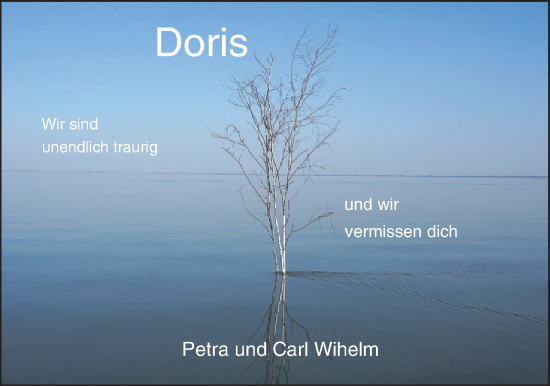 Traueranzeige von Doris Bremer von Nordwest-Zeitung