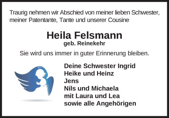 Traueranzeige von Heila Felsmann von Nordwest-Zeitung
