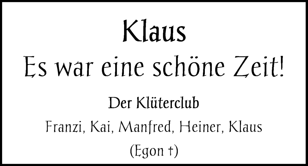  Traueranzeige für Klaus Menssen vom 08.03.2023 aus WZ/JW/AH