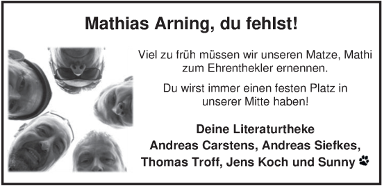 Traueranzeige von Mathias Arning von Nordwest-Zeitung