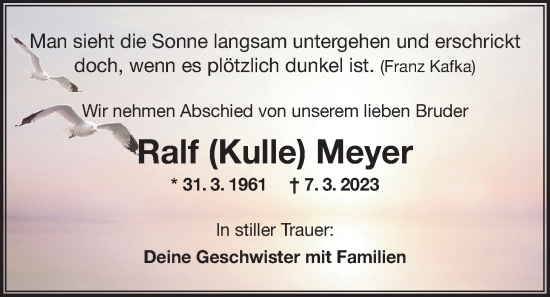 Traueranzeige von Ralf Meyer von Nordwest-Zeitung