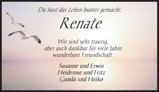 Traueranzeige von Renate Kahmann von Nordwest-Zeitung