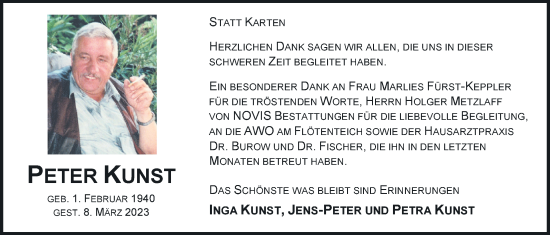 Traueranzeige von Peter Kunst von Nordwest-Zeitung