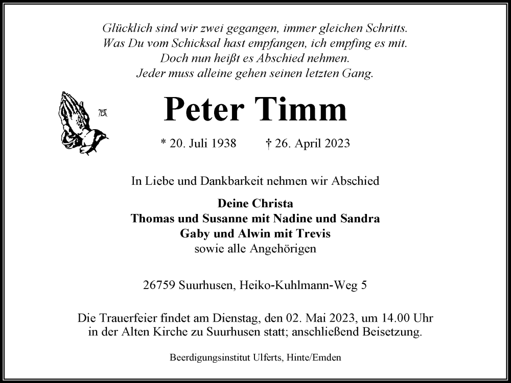 Peter Timm | nordwest-trauer.de