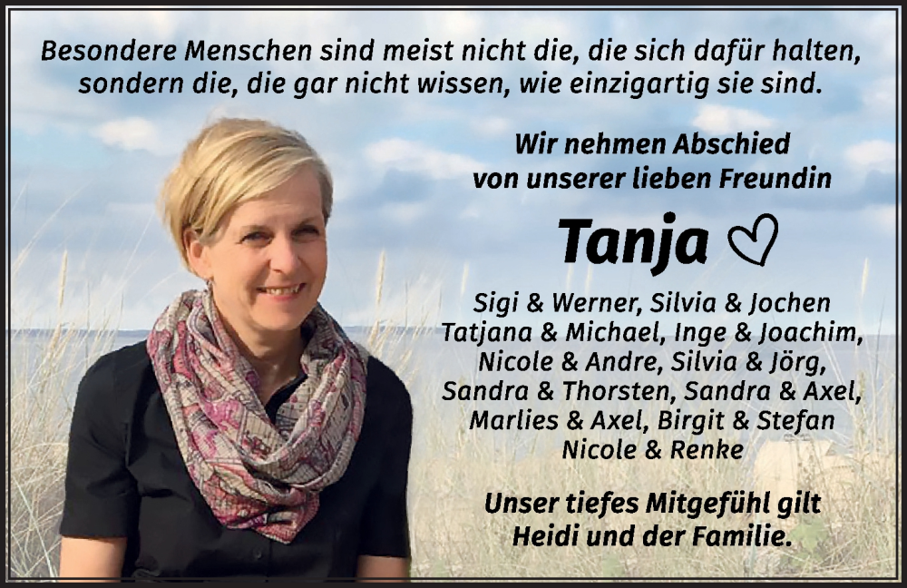  Traueranzeige für Tanja von Häfen vom 12.04.2023 aus Nordwest-Zeitung