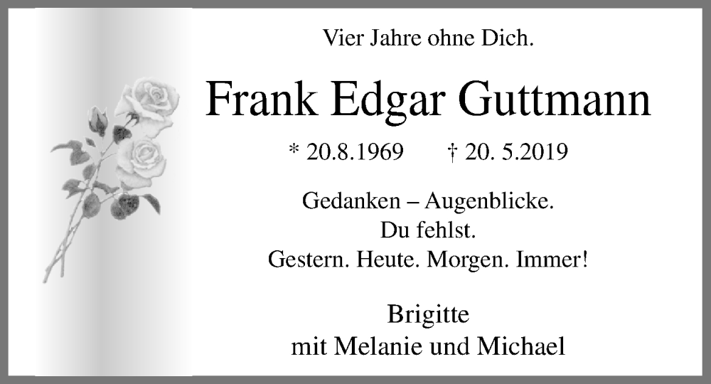  Traueranzeige für Frank Edgar Guttmann vom 20.05.2023 aus Nordwest-Zeitung