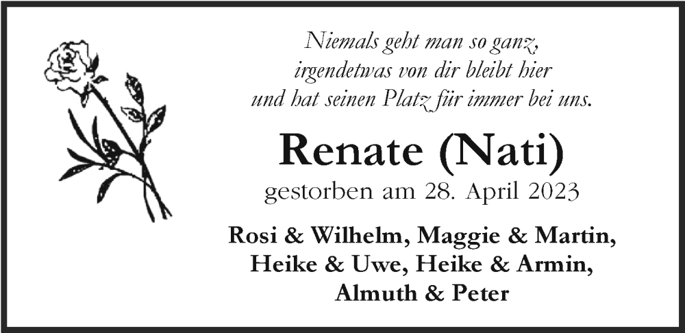  Traueranzeige für Renate van Laaten vom 06.05.2023 aus Emder Zeitung