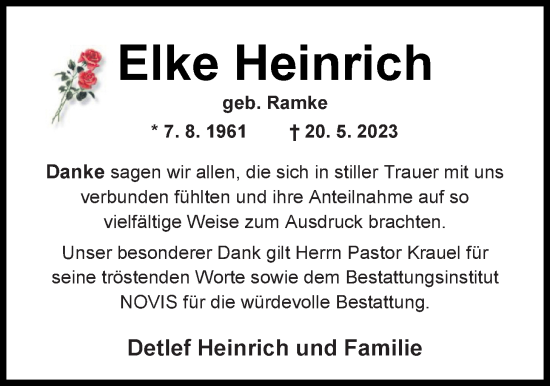 Traueranzeige von Elke Heinrich von Nordwest-Zeitung