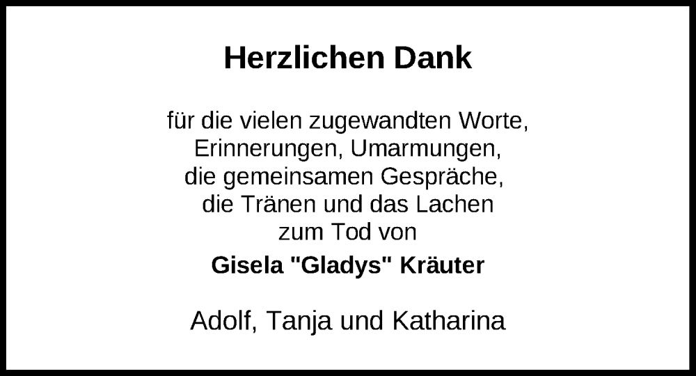  Traueranzeige für Gisela Kräuter vom 24.06.2023 aus Nordwest-Zeitung