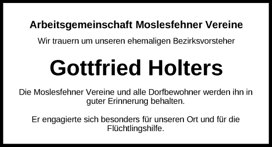 Traueranzeige von Gottfried Holters von Nordwest-Zeitung