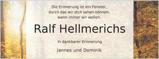 Traueranzeige von Ralf Hellmerichs von Nordwest-Zeitung