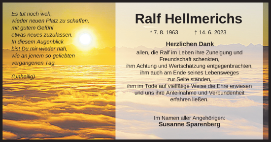 Traueranzeige von Ralf Hellmerichs von Nordwest-Zeitung