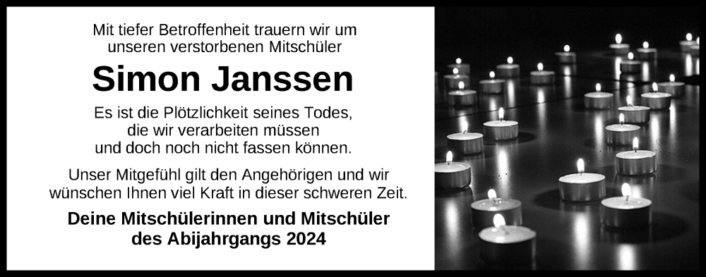  Traueranzeige für Simon Janssen vom 17.07.2023 aus WZ/JW/AH