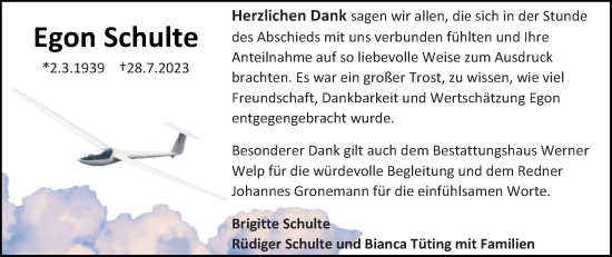 Traueranzeige von Egon Schulte von Nordwest-Zeitung