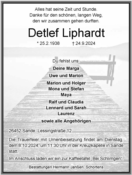 Traueranzeige von Detlef Liphardt von WZ/JW/AH