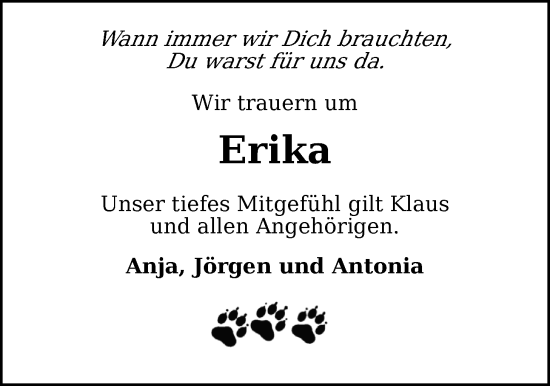 Traueranzeige von Erika Lach von WZ/JW/AH
