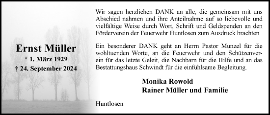 Traueranzeige von Ernst Müller von Nordwest-Zeitung