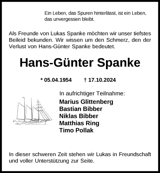 Traueranzeige von Hans-Günter Spanke von Nordwest-Zeitung