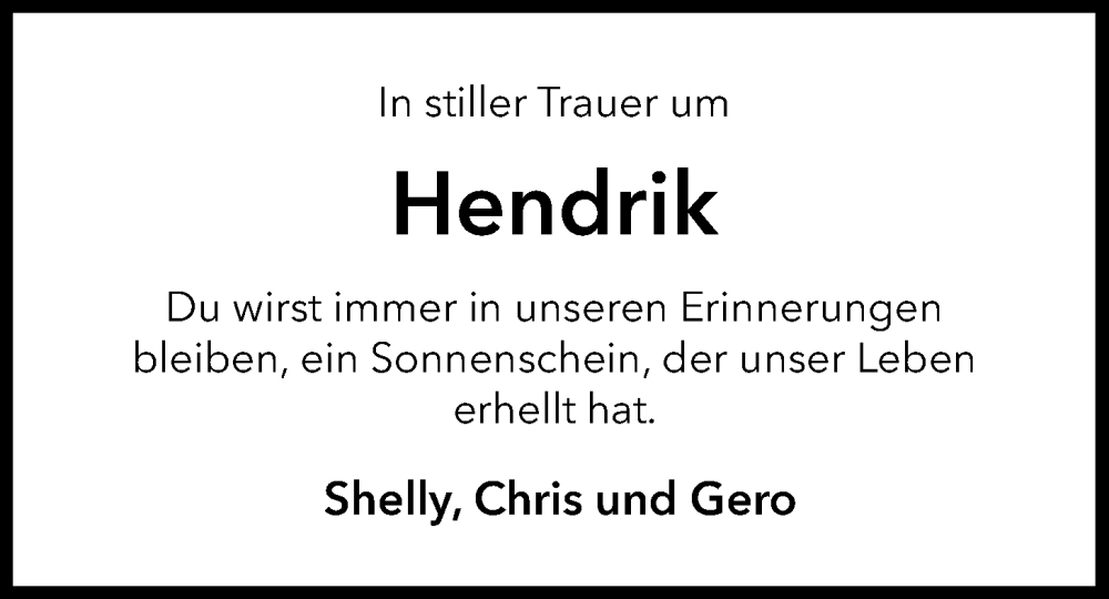  Traueranzeige für Hendrik Milde vom 12.10.2024 aus Nordwest-Zeitung