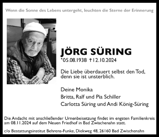 Traueranzeige von Jörg Süring von Nordwest-Zeitung