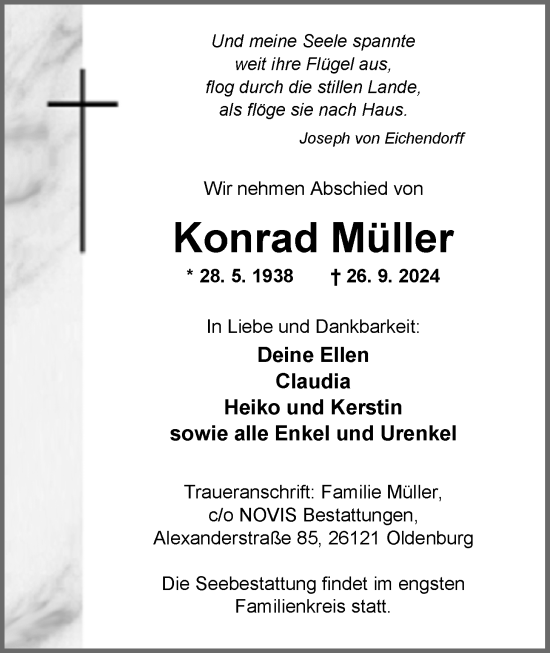 Traueranzeige von Konrad Müller von Nordwest-Zeitung