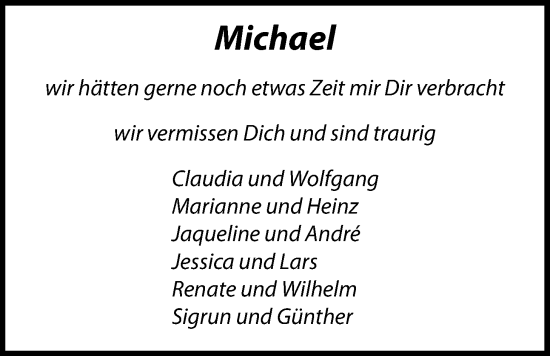 Traueranzeige von Michael Schadewaldt von WZ/JW/AH