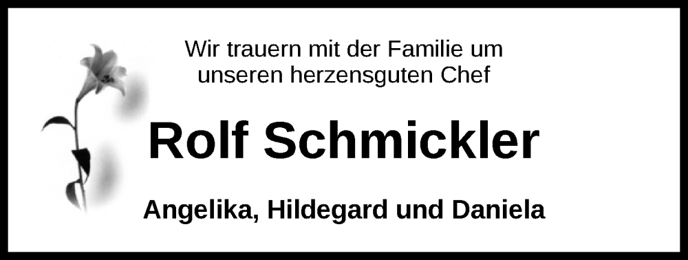  Traueranzeige für Rolf Schmickler vom 22.10.2024 aus WZ/JW/AH